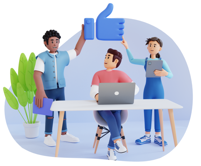 Illustration with thumbs up and teamwork